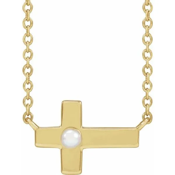 Pearl Sideways Cross Necklace Hopman Jewelers Elkhart, IN