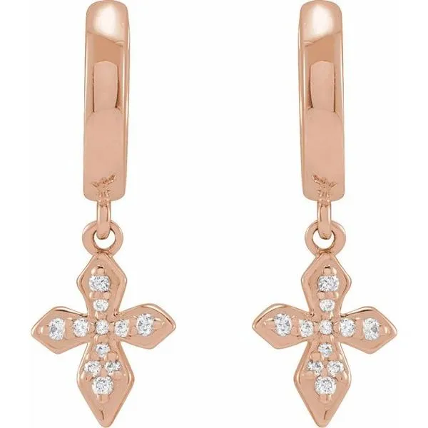 Cross Hoop Earrings Image 2 Hart's Jewelers Grants Pass, OR