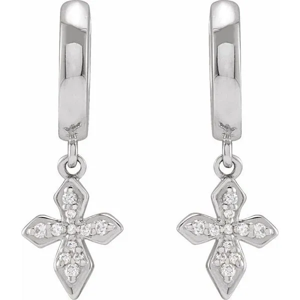 Cross Hoop Earrings Image 2 Hart's Jewelers Grants Pass, OR