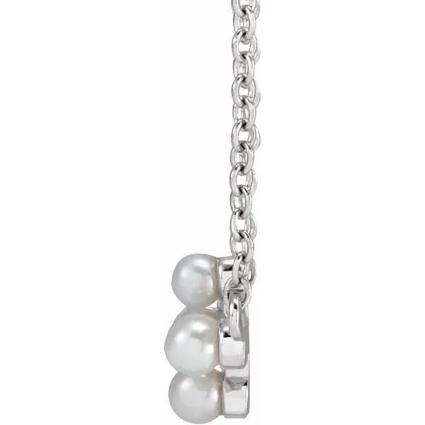 Pearl Sideways Cross Necklace Image 2 J. Meredith Jewelers Delafield, WI