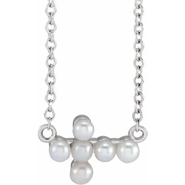 Pearl Sideways Cross Necklace Jewelry Design Studio Jensen Beach, FL