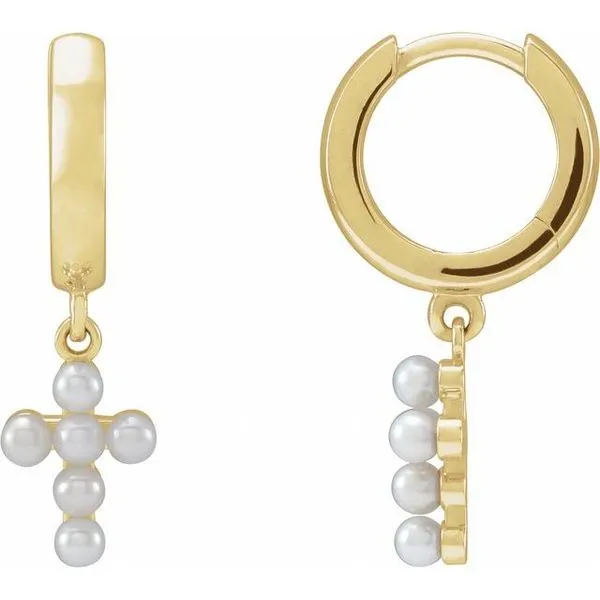 Pearl Cross Hoop Earrings Hopman Jewelers Elkhart, IN