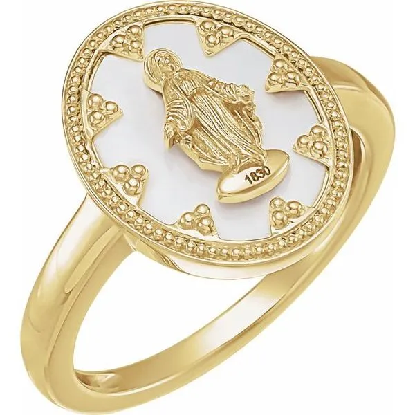 Enamel Miraculous Medal Ring D'Errico Jewelry Scarsdale, NY