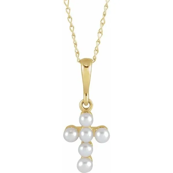 Pearl Youth Cross Necklace Cravens & Lewis Jewelers Georgetown, KY