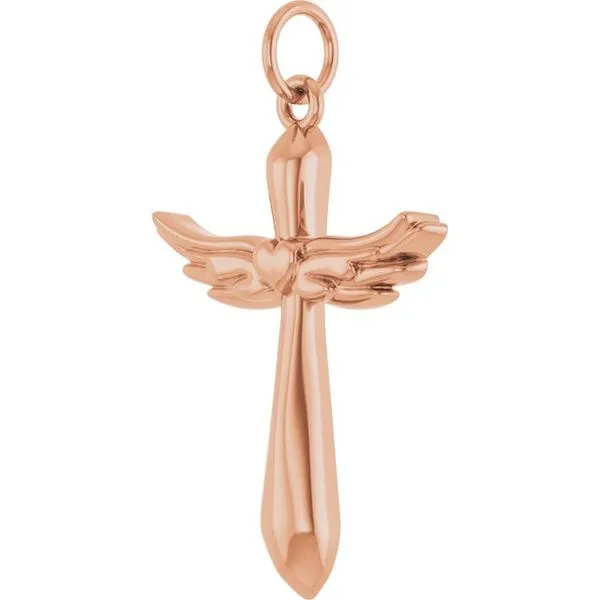 Angel Wing Cross Pendant Image 2 Hopman Jewelers Elkhart, IN