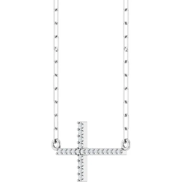 Accented Sideways Cross Necklace Image 2 Shipley's Fine Jewelry Hampstead, MD