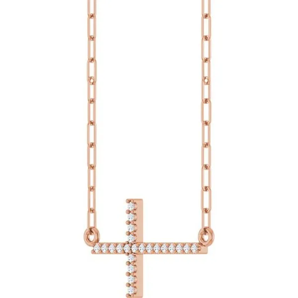Accented Sideways Cross Necklace Image 2 Ellsworth Jewelers Ellsworth, ME