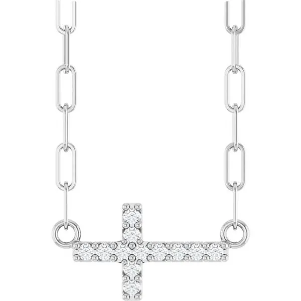 Accented Sideways Cross Necklace Valentine's Fine Jewelry Dallas, PA