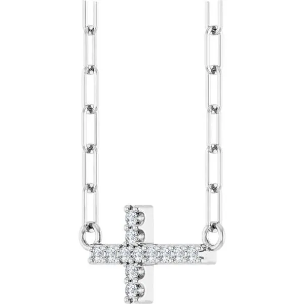 Accented Sideways Cross Necklace Image 2 Valentine's Fine Jewelry Dallas, PA