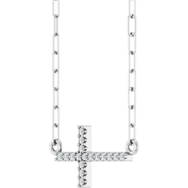 Accented Sideways Cross Necklace Image 2 Northwood Jewelers Northwood, OH