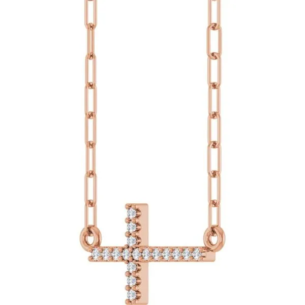 Accented Sideways Cross Necklace Image 2 Hopman Jewelers Elkhart, IN