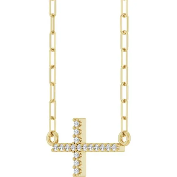 Accented Sideways Cross Necklace Image 2 Hopman Jewelers Elkhart, IN
