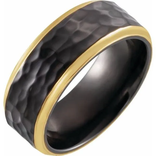 Stepped-Edge Comfort-Fit Flat Band with Hammer Finish Grayson & Co. Jewelers Iron Mountain, MI