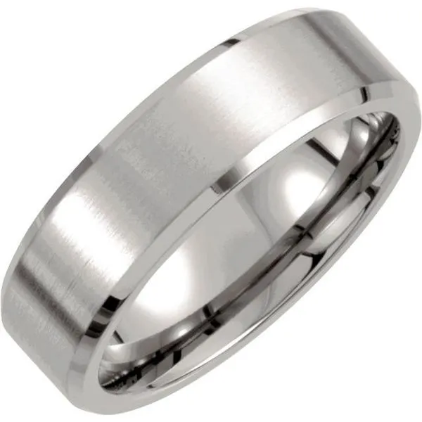 Beveled-Edge Inlay Comfort-Fit Band with Satin Finish Studio D Jewelers Woodstock, IL
