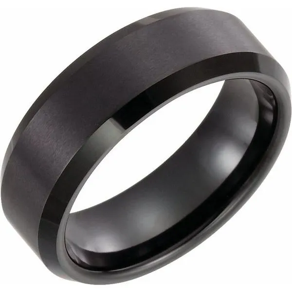 Beveled-Edge Inlay Comfort-Fit Band with Satin Finish Allain's Jewelry New Iberia, LA