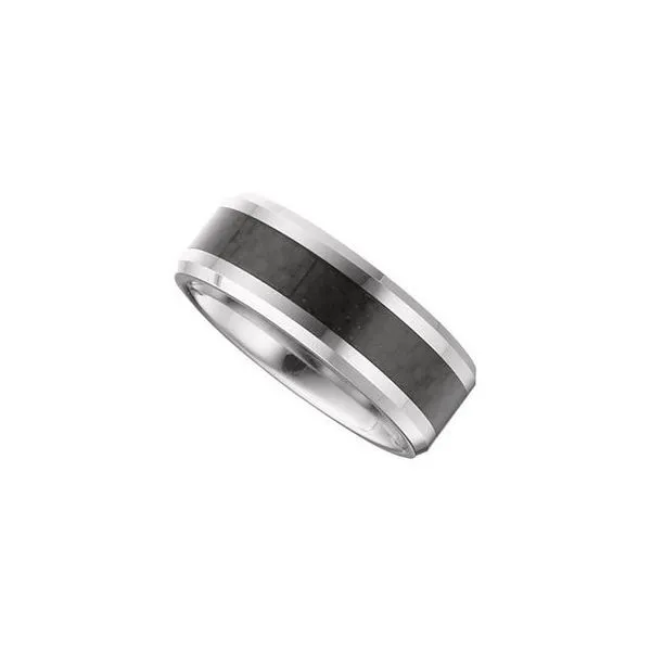 Beveled-Edge Carbon Fiber Inlay Comfort-Fit Band Image 5 L & L jewelers Scarborough, ME