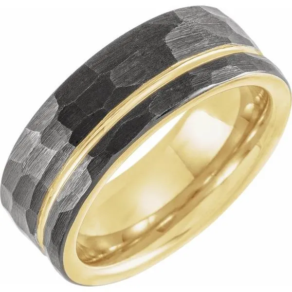Grooved Comfort-Fit Flat Band with Hammer Finish Studio D Jewelers Woodstock, IL