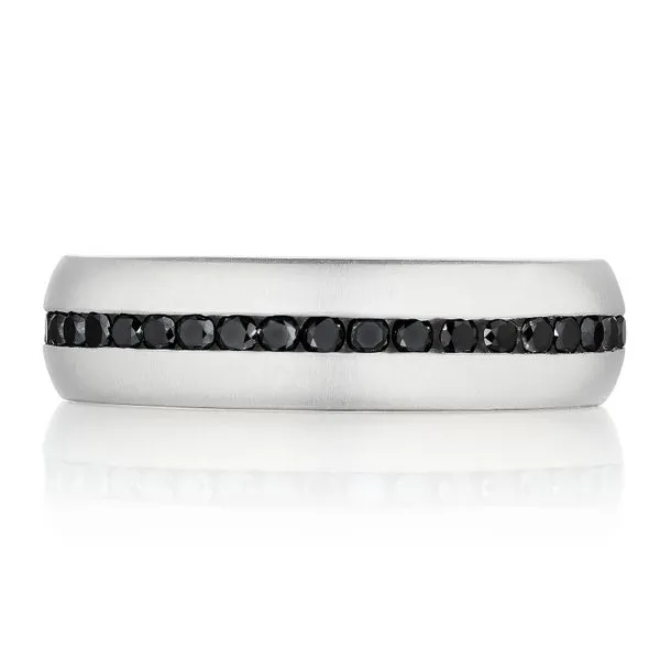 Channel Set Black Diamond in Satin Finish Wedding Band Aires Jewelers Morris Plains, NJ
