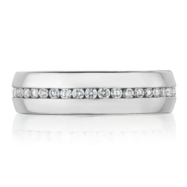 Channel Set Diamond in High Polish Finish Wedding Band Aires Jewelers Morris Plains, NJ