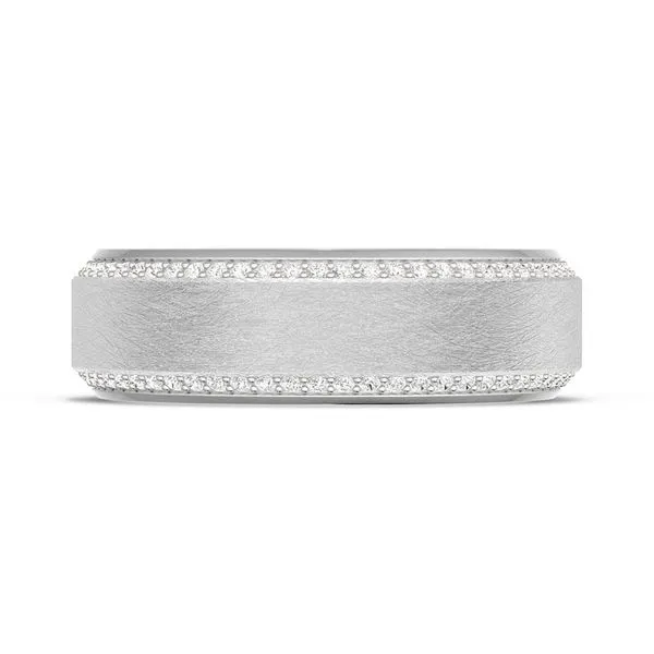 Bevel Edge Diamond Wedding Band in Brushed Finish - 7mm Aires Jewelers Morris Plains, NJ