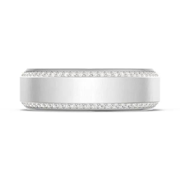 Bevel Edge Diamond Wedding Band in Satin Finish - 7mm Aires Jewelers Morris Plains, NJ