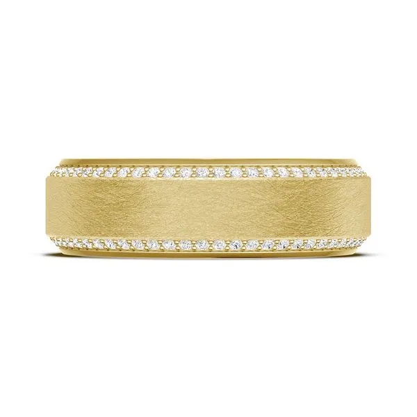 Bevel Edge Diamond Wedding Band in Brushed Finish - 7mm Aires Jewelers Morris Plains, NJ