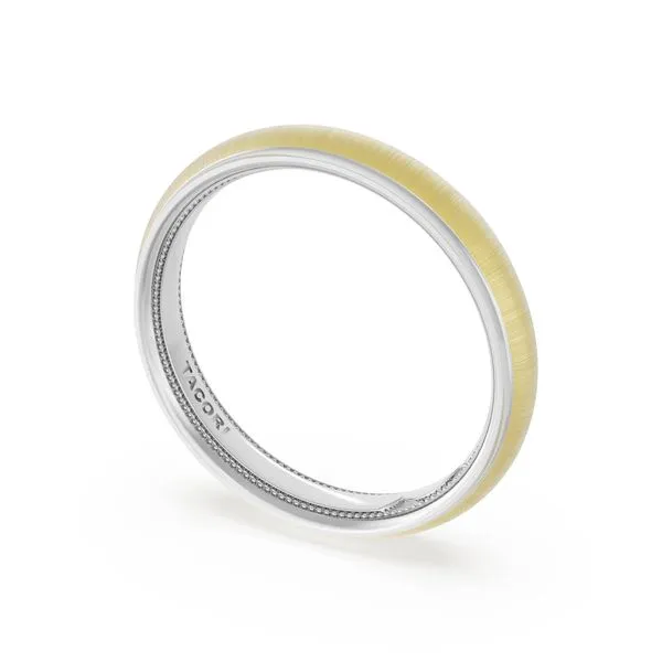 Rounded Satin Finish Wedding Band in Platinum & 18kt Yellow Gold Aires Jewelers Morris Plains, NJ