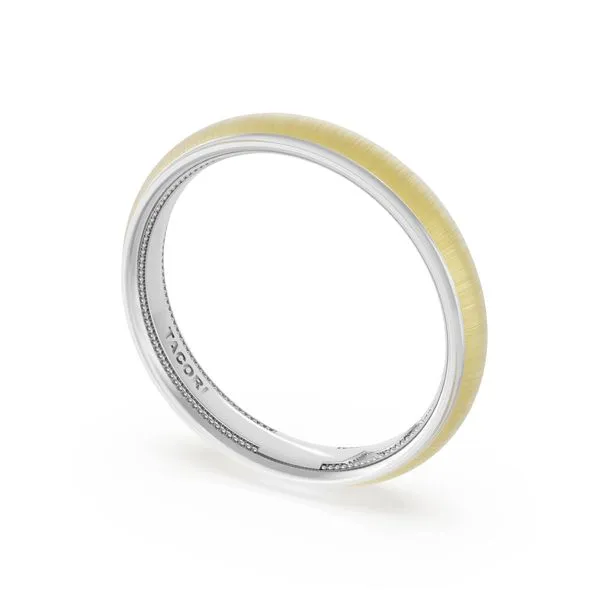 Rounded Satin Finish Wedding Band in Platinum & 18kt Yellow Gold Aires Jewelers Morris Plains, NJ