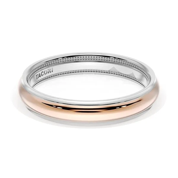 Rounded High Polish Finish Wedding Band in 18kt White Gold & 18kt Rose Gold Aires Jewelers Morris Plains, NJ
