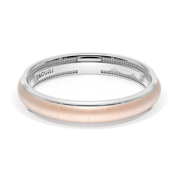 Rounded Satin Finish Wedding Band in 18kt White Gold & 18kt Rose Gold Aires Jewelers Morris Plains, NJ
