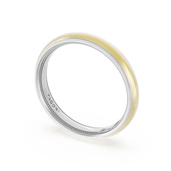 Rounded High Polish Finish Wedding Band in 18kt White Gold & 18kt Yellow Gold Aires Jewelers Morris Plains, NJ
