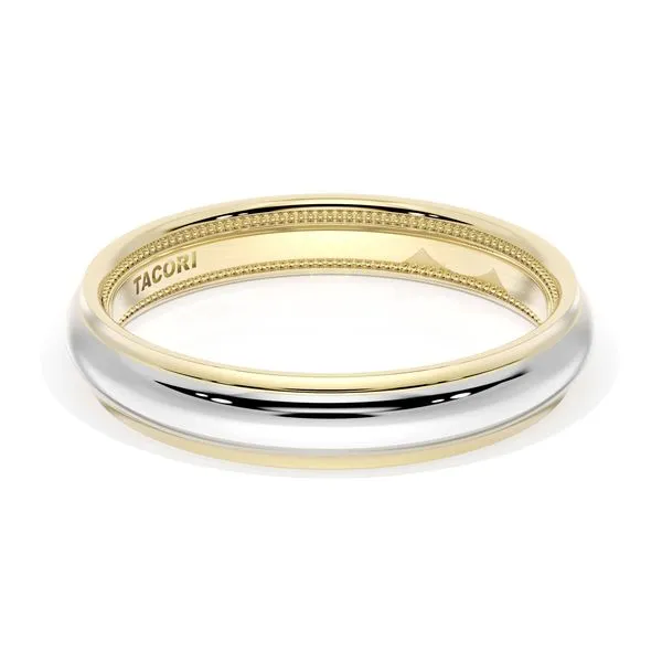 Rounded High Polish Finish Wedding Band in 18kt Yellow Gold & 18kt White Gold Aires Jewelers Morris Plains, NJ