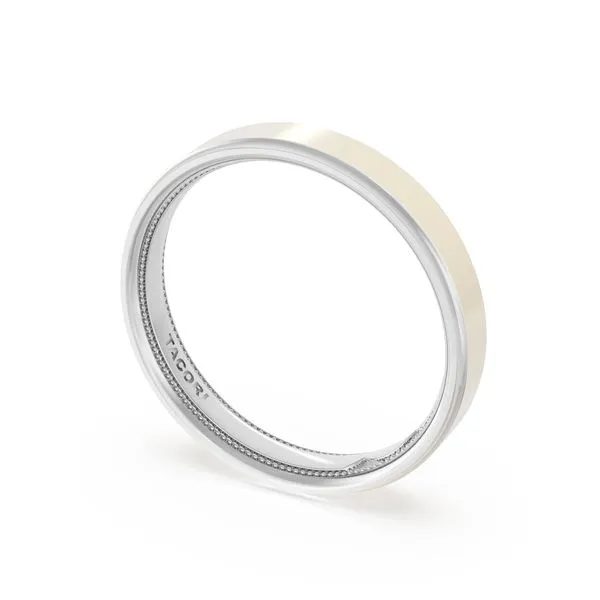 Flat High Polish Finish Wedding Band in Platinum & 18kt Yellow Gold Aires Jewelers Morris Plains, NJ