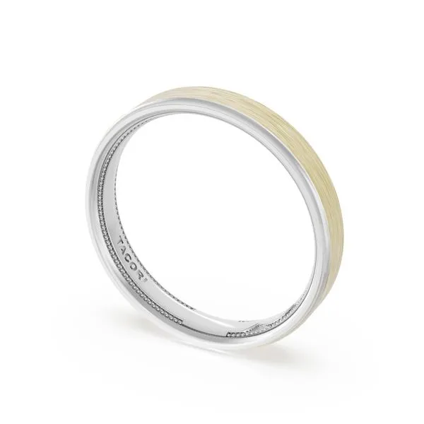 Flat Brush Finish Wedding Band in Platinum & 18kt Yellow Gold Aires Jewelers Morris Plains, NJ
