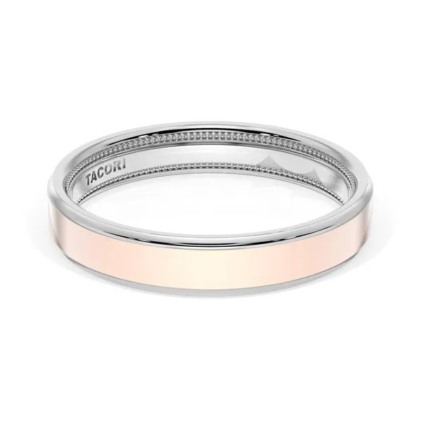 Flat High Polish Finish Wedding Band in 18kt White Gold & 18kt Rose Gold Aires Jewelers Morris Plains, NJ
