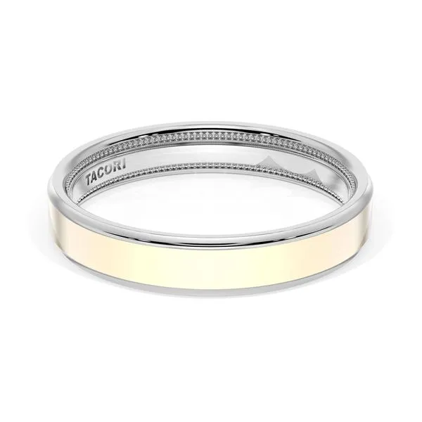 Flat High Polish Finish Wedding Band in 18kt White Gold & 18kt Yellow Gold Aires Jewelers Morris Plains, NJ