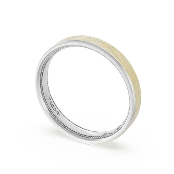 Flat Brush Finish Wedding Band in 18kt White Gold & 18kt Yellow Gold Aires Jewelers Morris Plains, NJ