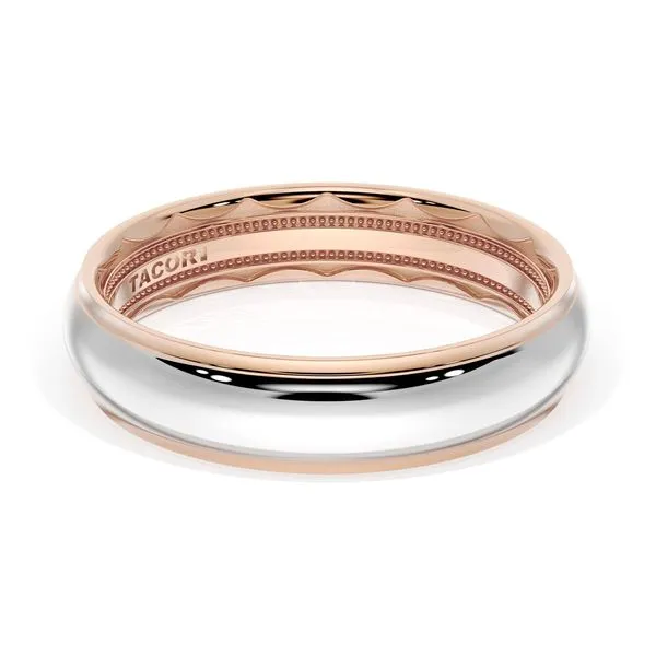 Rounded High Polish Finish Wedding Band in 18kt Rose Gold & 18kt White Gold Aires Jewelers Morris Plains, NJ