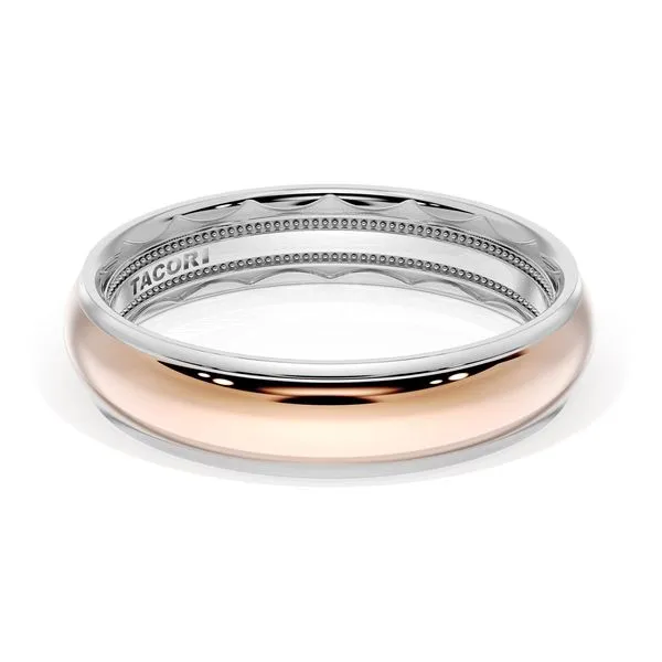 Rounded High Polish Finish Wedding Band in 18kt White Gold & 18kt Rose Gold Aires Jewelers Morris Plains, NJ