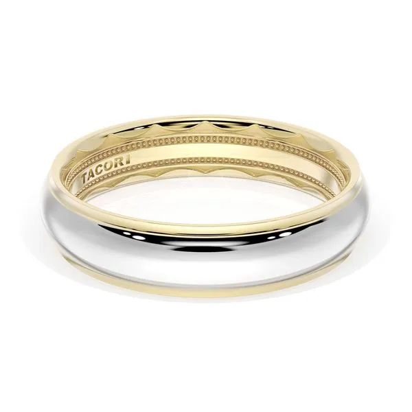 Rounded High Polish Finish Wedding Band in 18kt Yellow Gold & 18kt White Gold Aires Jewelers Morris Plains, NJ