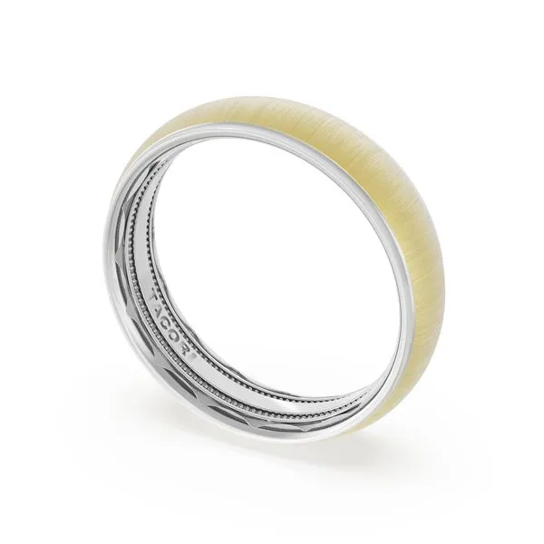 Rounded Satin Finish Wedding Band in Platinum & 18kt Yellow Gold Aires Jewelers Morris Plains, NJ