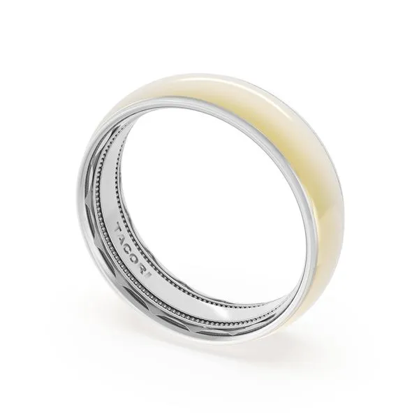 Rounded High Polish Finish Wedding Band in Platinum & 18kt Yellow Gold Aires Jewelers Morris Plains, NJ