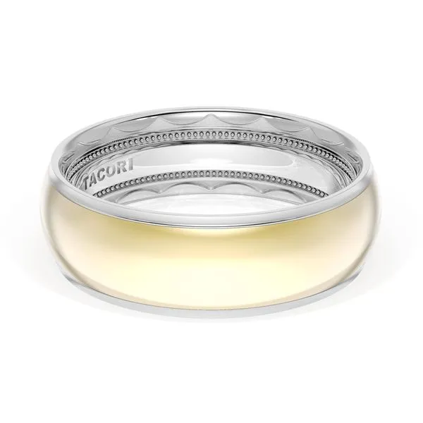 Rounded High Polish Finish Wedding Band in 18kt White Gold & 18kt Yellow Gold Aires Jewelers Morris Plains, NJ