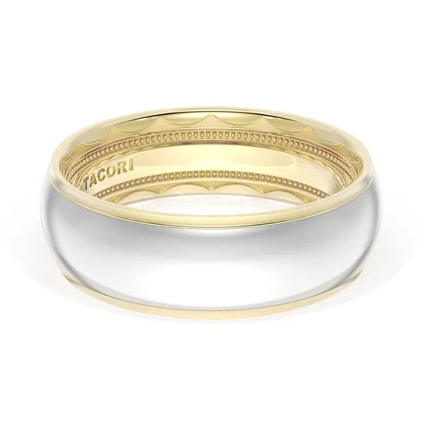 Rounded High Polish Finish Wedding Band in 18kt Yellow Gold & 18kt White Gold Aires Jewelers Morris Plains, NJ