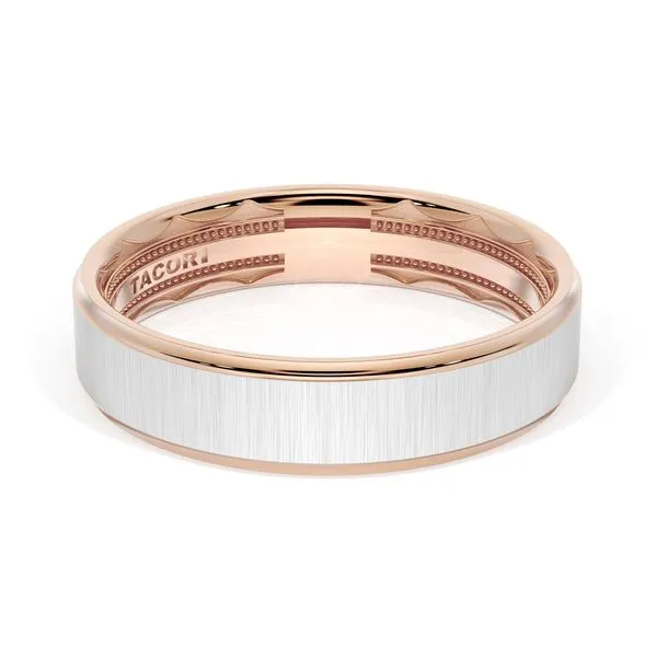 Flat Satin Finish Wedding Band in 18kt Rose Gold & 18kt White Gold Aires Jewelers Morris Plains, NJ