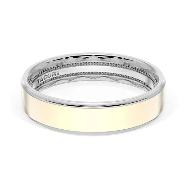 Flat High Polish Finish Wedding Band in 18kt White Gold & 18kt Yellow Gold Aires Jewelers Morris Plains, NJ