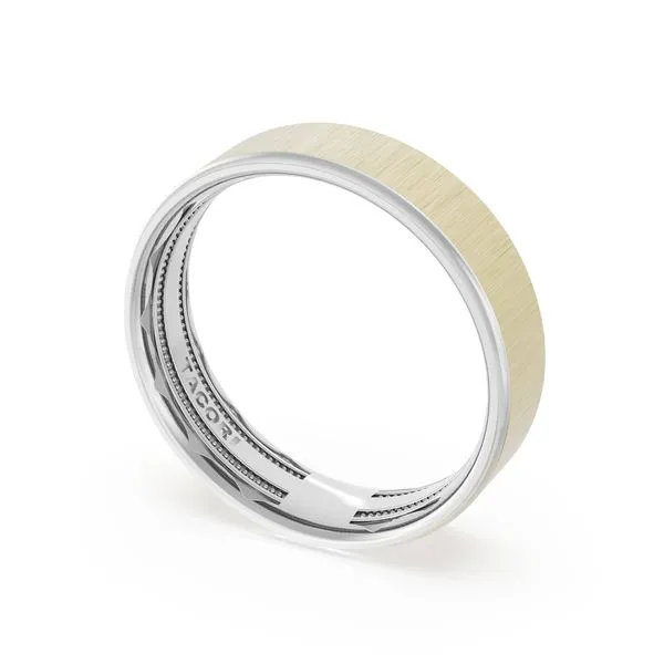 Flat Satin Finish Wedding Band in Platinum & 18kt Yellow Gold Aires Jewelers Morris Plains, NJ