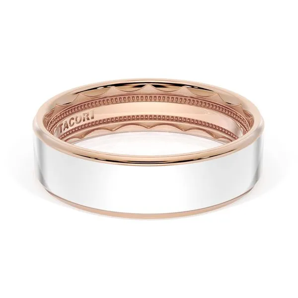 Flat High Polish Finish Wedding Band in 18kt Rose Gold & 18kt White Gold Aires Jewelers Morris Plains, NJ