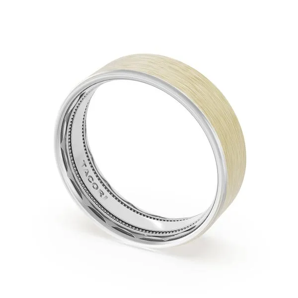 Flat Brush Finish Wedding Band in Platinum & 18kt Yellow Gold Aires Jewelers Morris Plains, NJ