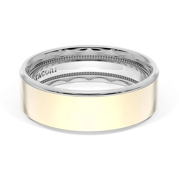 Flat High Polish Finish Wedding Band in 18kt White Gold & 18kt Yellow Gold Aires Jewelers Morris Plains, NJ
